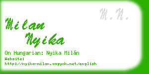 milan nyika business card